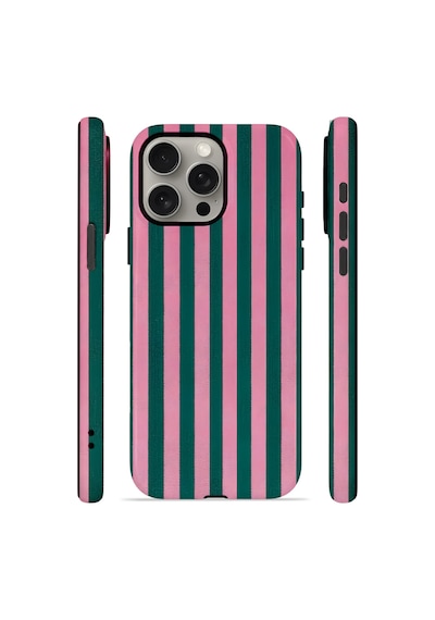 Apple iPhone Uyumlu 15 Pro Max Vorian Çift Katmanlı Kılıf Pink Navy Cabana