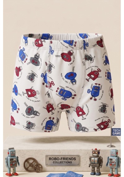 Andredimoda Erkek Çocuk Boxer Pamuklu Desenli Boxer 3'lü Paket Karışık Karışık