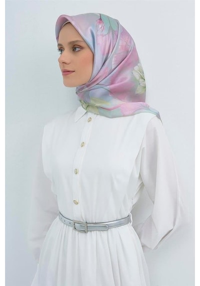 Armine İpek Eşarp 2026 Yaz - 9505-82 Mavi Yeşil Sura