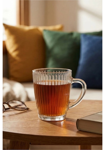Lav Hestia Cam Kupa 3 Kişilik 400 ml Kulplu (Kahve/Çay Bardağı)