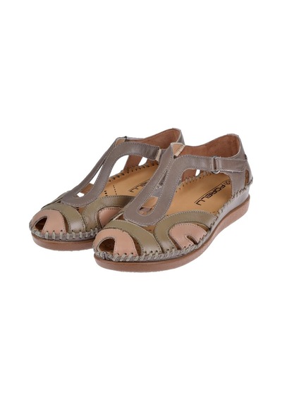 Forelli Hakiki Deri Comfort Kadın Sandalet For-22521 Vizon-vizon Vizon