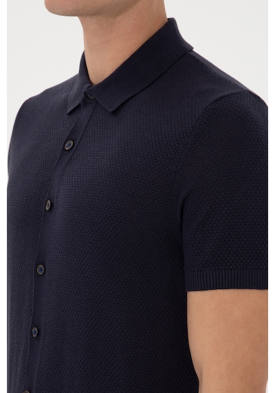U.S. Polo Assn. Erkek Regular Fit Lacivert Düğmeli Triko Tişört 50306455-VR033