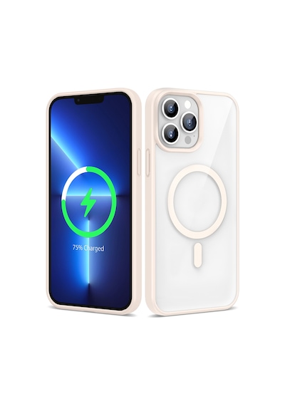 Zore Apple iPhone Uyumlu 13 Pro Max Kılıf Magsafe Wireless Şarj Özellikli Silikon Omsy Ege Kapak - Pembe