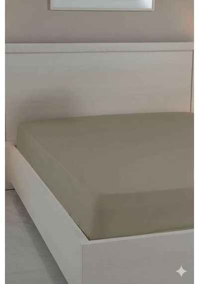 %100 Pamuk Ranforce Premium Çift Kişilik Çarşaf - Vizon Vizon