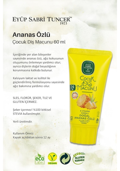 9 Adet Doğal Ananas Özlü Diş Macunu 60 Ml, Rosie Hediye