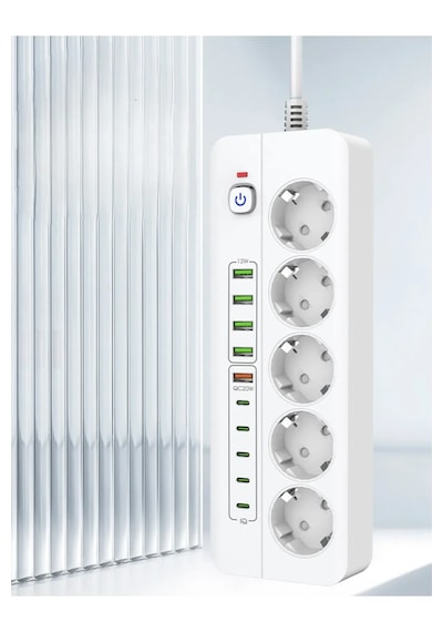 Isıya Dayanıklı Power Tuşlu 5'li Grup Priz 5x Usb 5x Type-c Çıkışlı Priz 2 Mt Kablolu 0