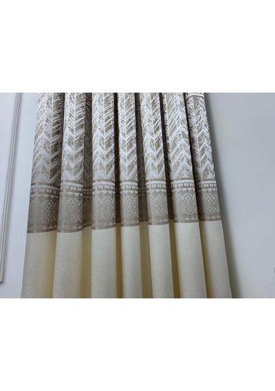 Nivemeshome Avşa Desen:632349 2004 Krem 1/3 Sık Pile Fon Perde Apm Krem