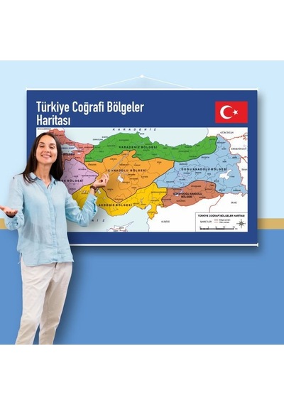 Türkiye Coğrafi Bölgeler Haritası 100X150