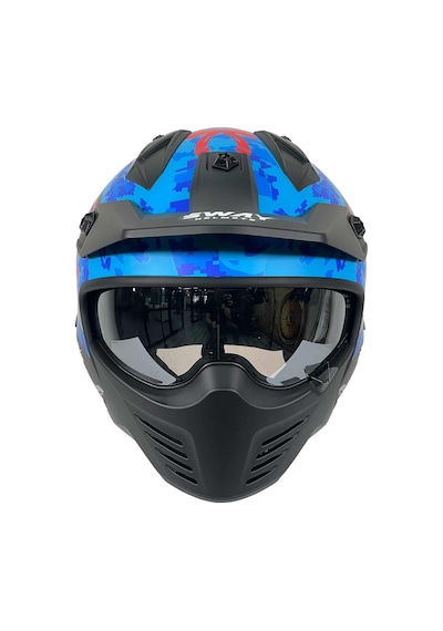 Sway X2 Tokyo Trooper Modüler Full Face Çene Sökülebilen Motosiklet Kaskı L Beden Mavi Kırmızı Kırmızı - Mavi Sway X2 Tokyo Trooper Modüler Full Face Çene Sökülebilen Motosiklet Kaskı L Beden Mavi Kırmızı Kırmızı - Mavi