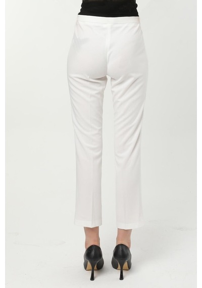 Ladies First Büyük Beden 3715 Beyaz Pantolon Krep Dar Paça