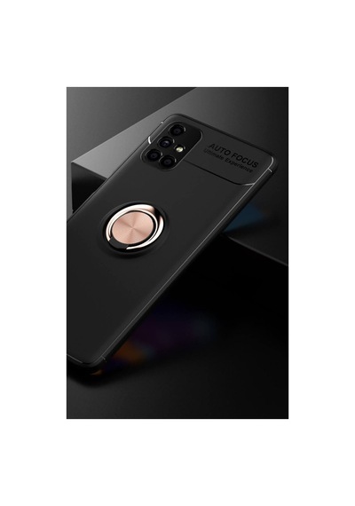 Galaxy Uyumlu M51 Kılıf Range Yüzüklü Silikon - Siyah-gold Renk