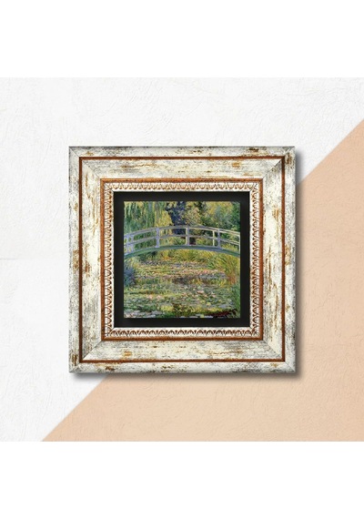 Claude Monet Nilüfer Gölü Taş Duvar Tablosu - Çerçeveli Taş Tablo - Dekoratif Duvar Sanatı - Modern Ev Ve Ofis Duvar Dekoru T1-138