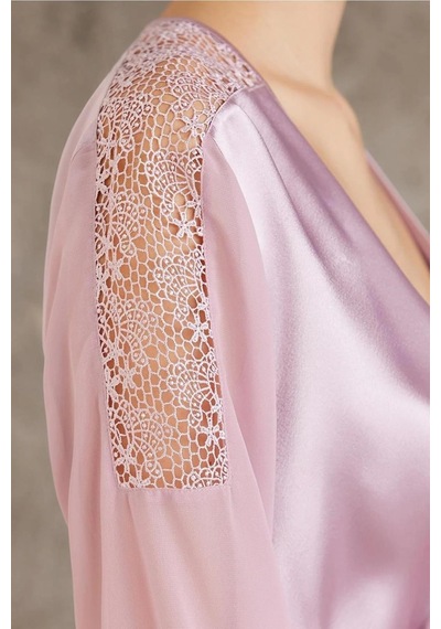 Pierre Cardin Saten Gecelik Sabahlık Pijama Şort 6'lı Gelin Çeyiz Seti Rose6005 001