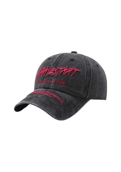 Tezzgelsin Unisex Eskitme Bravestart Nakışlı Ayarlanabilir Beyzbol Kep Şapka Siyah