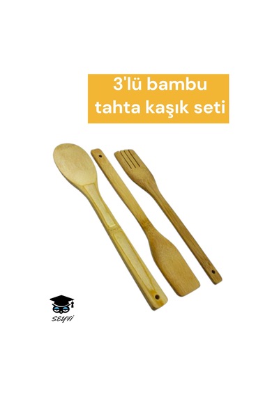 3'lü Bambu Tahta Kaşık Seti