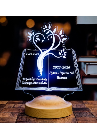 3D Led Lamba 3 Boyutlu Sevgili Öğretmenim Kişiye Özel Gecelambası