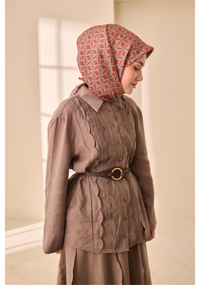 Silk Home Twill İpek Eşarp 11479-21 Parlak Turuncu, Vizon