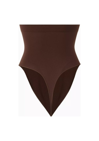 Skims Seamless Sculpt High - Waist Thong, Dikişsiz Yüksek Bel Külot Kahverengi