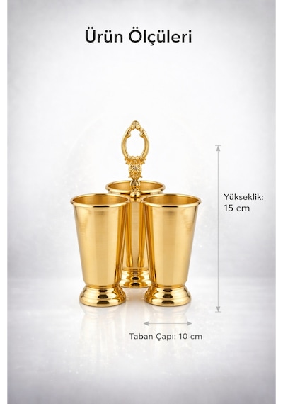 Gold Kaplamalı Lüks Kaşıklık 3 Bölmeli Mutfak Sunumluk Çeyizlik Sofra Organizeri Zenith Altın