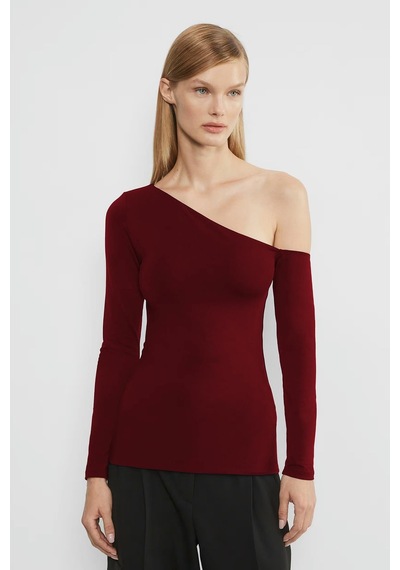Seeh Bordo Kayık Yaka Uzun Kollu Kadın Body Sh201