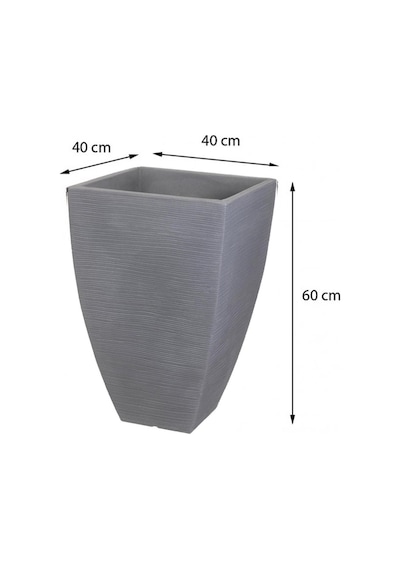 Nervürlü Plastik Saksı Gri G 40cm D 40cm Y 60cm
