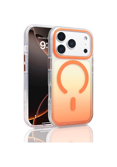 Apple Uyumlu iPhone 17 Pro Kılıf M-safe Şarj Özellikli Transparan Renk Geçişli Zore Toros Kapak Çok Renkli