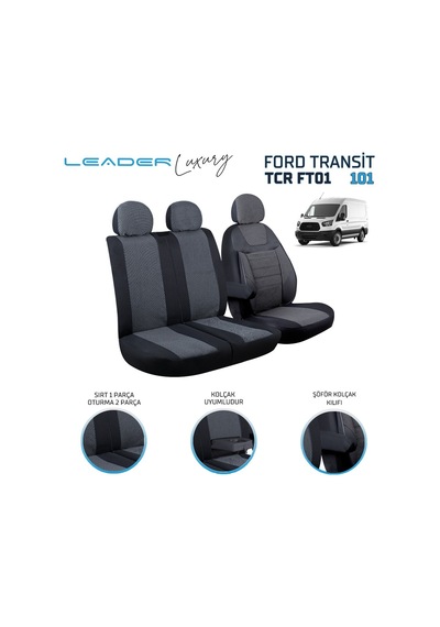 Ford Transit 2013 Sonrası Ticari Oto Koltuk Kılıfı 2+1 Füme