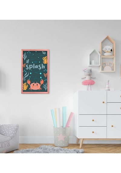 Bk Home Yengeç Tasarımlı Dekoratif Pembe Ahşap Çerçeveli Çocuk Od (495494086)