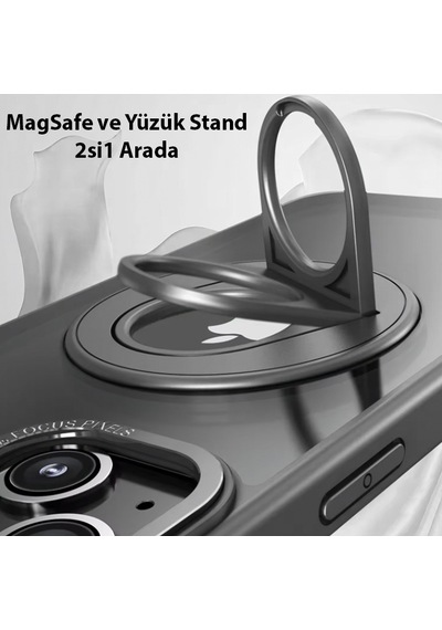 Ally Apple Uyumlu iPhone 15 Plus İçin Magsafe Yüzük Standlı Manyetik S