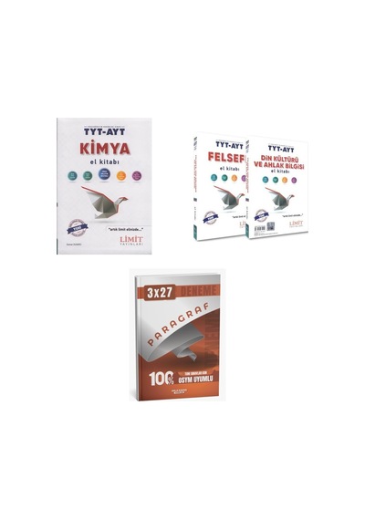 2027 Limit Tyt Ayt Kimya + Din + Felsefe Din Kültürü Ve Ahlak Bilgisi Felsefe El Kitabı + Ankapade 3'lü Set