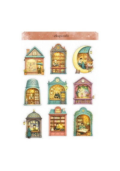 Tiny Shop Sticker Set Minyatür Dükkanlar Temalı Etiket Seti -ajanda Scrapbook Journal Planner - 939226303 Diğer