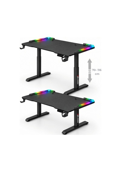 Flow Siyah Rgb Ledli Elektrikli Yükseklik Ayarlı Oyuncu Ve Çalışma Masası