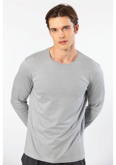 Cacharel Erkek Modal Pamuk Bisiklet Yaka T-shirt 2242/gri Gri