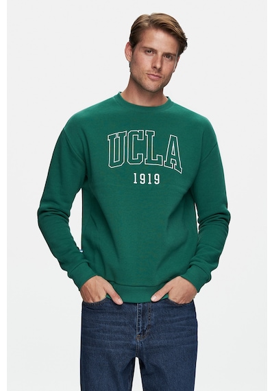 Ucla Sandhıll Yeşil Bisiklet Yaka Nakışlı Loose Fit Erkek Sweatshirt Yeşil