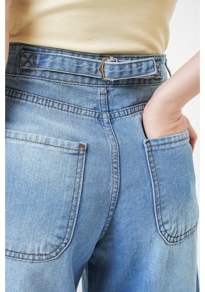 Bigdart 6689 Kadın Yüksek Bel Baggy Kot Pantolon - Açık Mavi