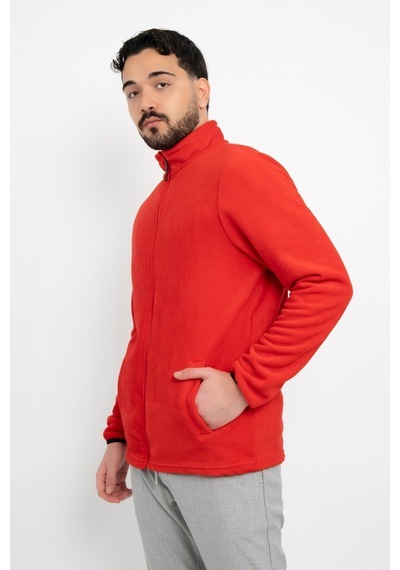 Dasüniforma Unisex Anti-pilling Tüylenme Yapmayan Standart Fit Tam Fermuarlı Soğuk Geçirmez Polar Hırka Narçiçeği