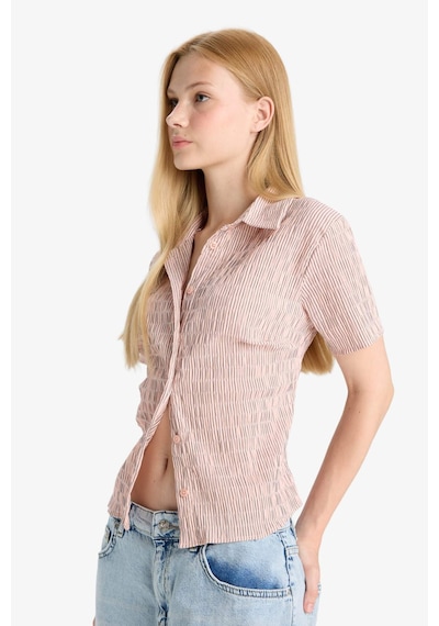 Defacto Coool Fitted Dokulu Kısa Kollu Gömlek F4849ax25aupn153 Pembe