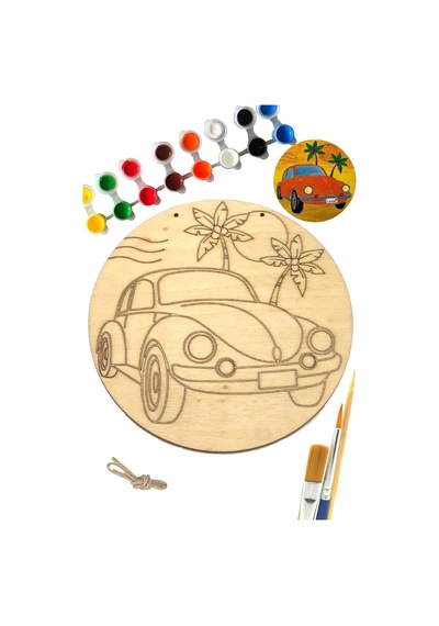 Art İnside Vosvos Love Ahşap Boyama Tuval Seti Hediye Hobi Kiti 20 Cm Love Bug Fusca Diğer
