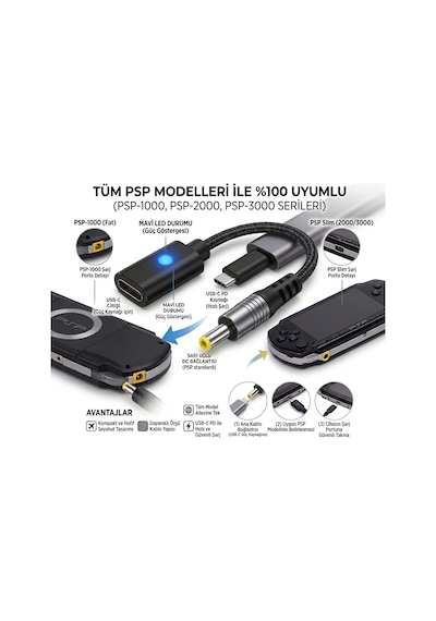 Psp 1000 2000 3000 Serisi Uyumlu Type-c Adaptör Çevirici