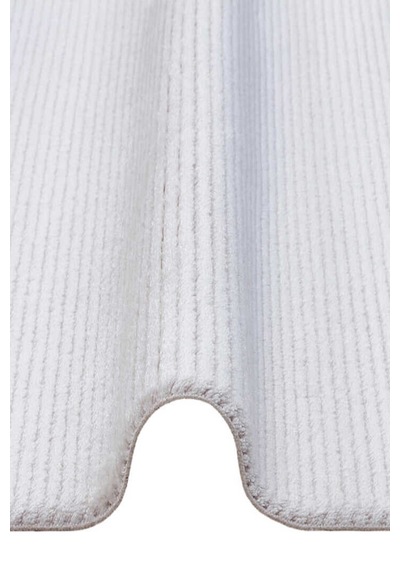 Düz Renk Çizgili Nar Yumuşak Dokulu Akrilik Oval Halı Nr01 Kemik