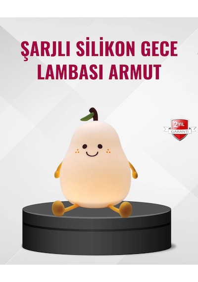 Hubrendy Tekno Armut Gece Lambası Usb Şarjlı Ayarlanabilir Led Işık AÇIK GRİ KAHVE KARIŞIMI
