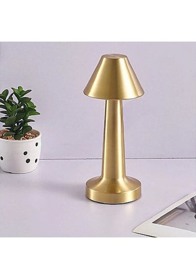 Buffer Çatı Model Gold Renk Şarjlı Dokunmatik 3 Renkli Led Masa Lambası Gold