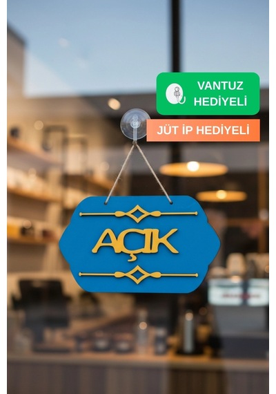 Turkuaz Ahşap Butik Açık/kapalı Tabelası - Akrilik Boyalı Özel Tasarım