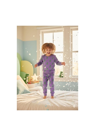 H&c Coolboy H&c Çocuk Timsah Desenli Uzun Kollu Pijama Takımı Lila