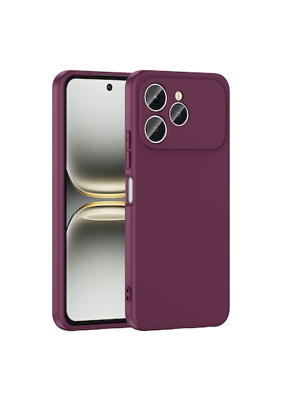 Tecno Spark 40 Kılıf Yumuşak Silikon Kamera Korumalı Lansman Celikaksesuar Koyu Mor