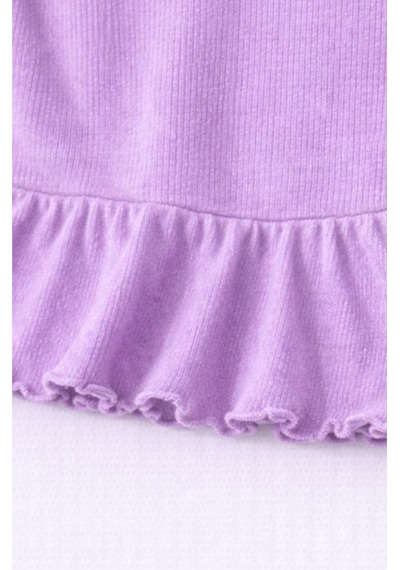 For My Baby Fitilli Kumaş 2 Li Kız Bebek Takım Şortlu Yazlık Mor