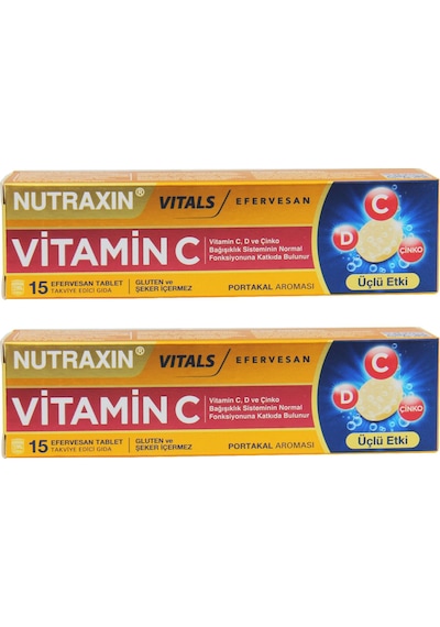 Nutraxin Efervesan Vitamin C-D-Zınc 15 Efervesan Tablet 2 Adet