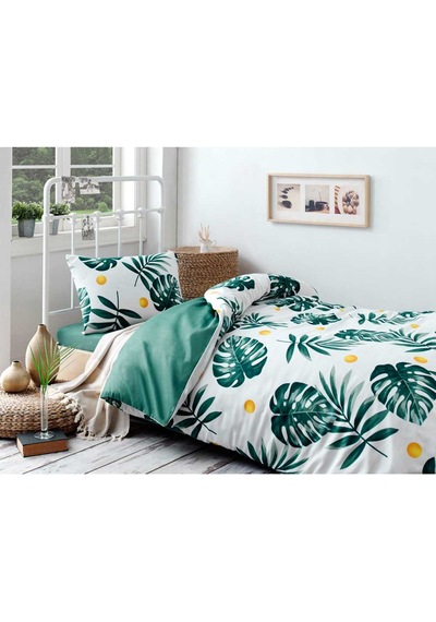 Eponj Home Kolay Ütülenir Nevresim Takımı Tek Kişilik Monstera Yeşil