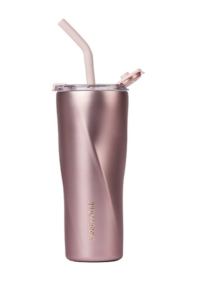Paslanmaz Çelik Rose Metalik Tumbler Termos 550 Ml Pipetli Vakumlu Kapaklı No:135