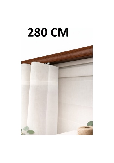 Ceviz Dekoratif Ray 2 Kanallı Dekoratif Metal Perde Kornişi Ceviz280cm - 847807672 Ceviz280cm